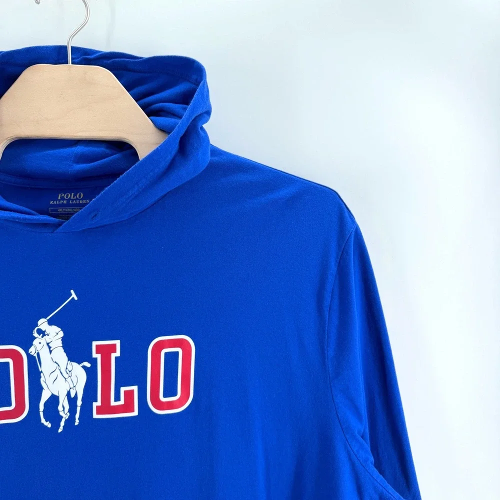 Polo Ralph Lauren Big Pony Graphic Hoodie 4XLT Cotton Blue Light Weight Tall Men